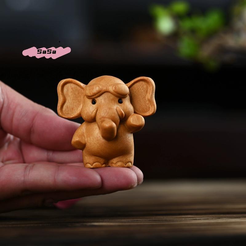 S-1Pc Handcrafted Wooden Elephant Figurine Versatile Indoor Outdoor Decor For Christmas Diwali New Year Prosperity Gift