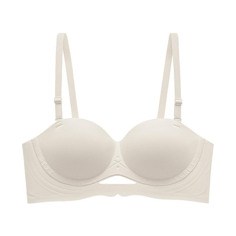 Women Beige Seamless Bandeau Bra With Detachable Straps Comfortable Underwear S белый