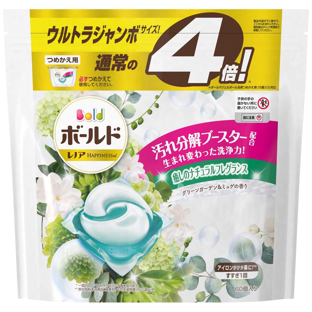 Bold Laundry Detergent Gel Detoxifying Wash Green Garden Lily of the Refill Pack of Approximately 4x the Size Balls, Water, Valley, 60,