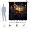 Flowing Flower Shower Curtain Set - Sparkling Light Emitting Stamens, Includes 12 Hooks, Polyester Fabric, Modern Bathroom Decor
