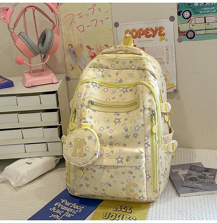 School Bag for Women, New Japanese Style INS High-look, Fresh and Sweet Star Backpack, Lightweight Backpack for Middle and High School Students