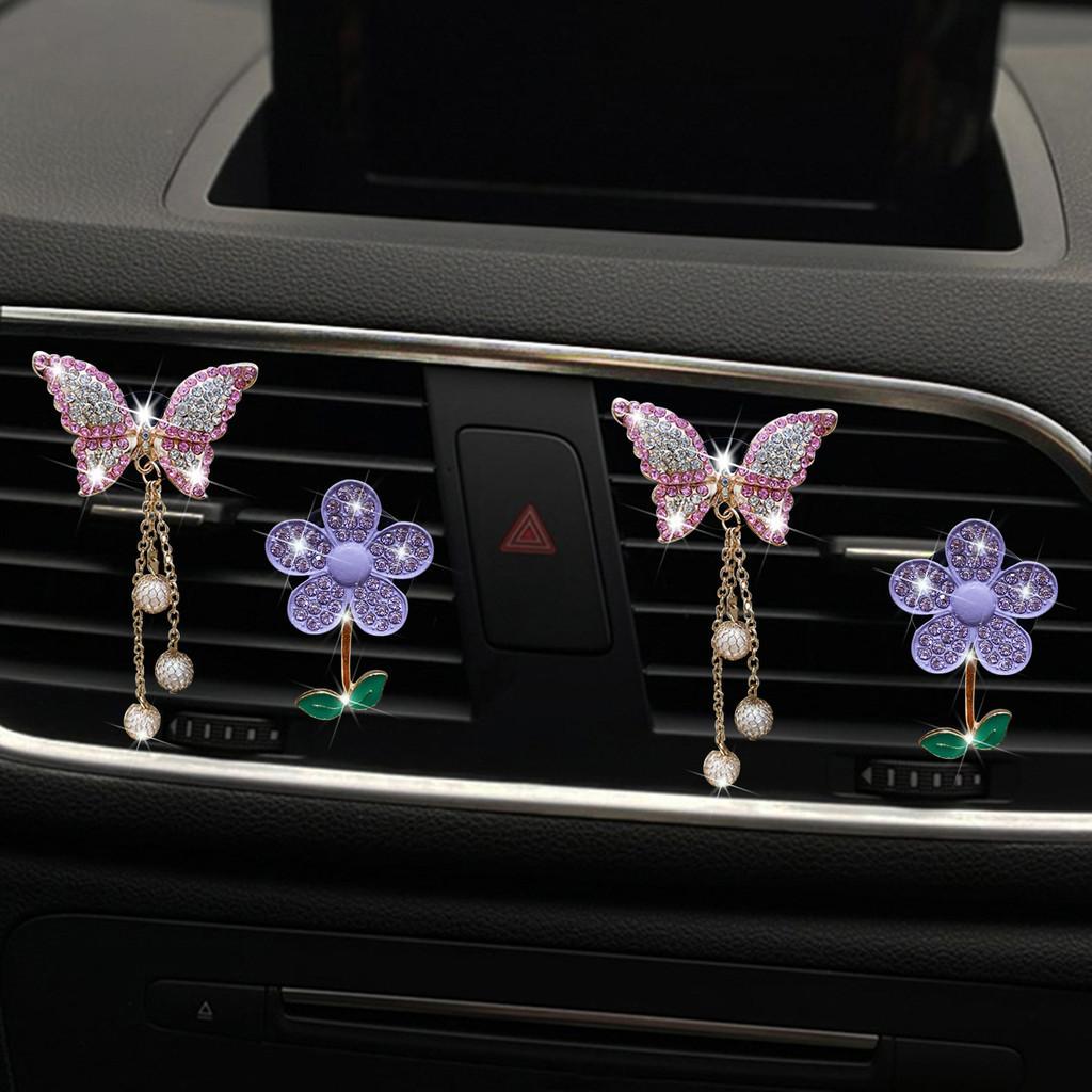 Butterfly Metal Material Pendant Car Vent Air Freshener Aromatherapy Clip Set