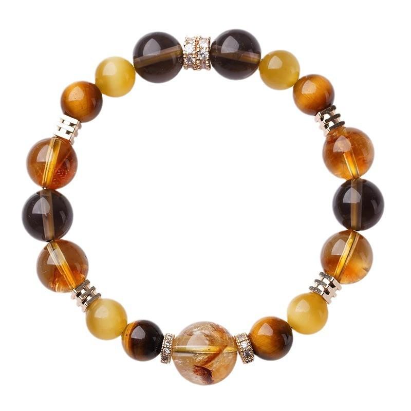 Big Sister's same style Jinba Da comprehensive natural yellow crystal bracelet with tiger eye stone and citrine