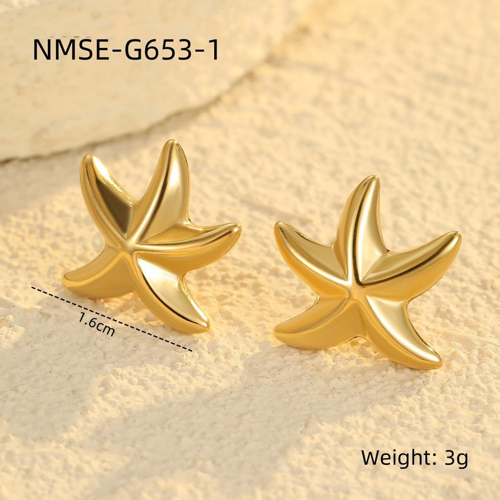 GEMCHIC Women's Minimalist Gold Starfish Stud Earrings 18K Plated Stainless Steel Ocean Beach Summer Jewelry