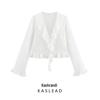 Spring 2025 Women's European & American Style Versatile V-neck Long Sleeve Shirt