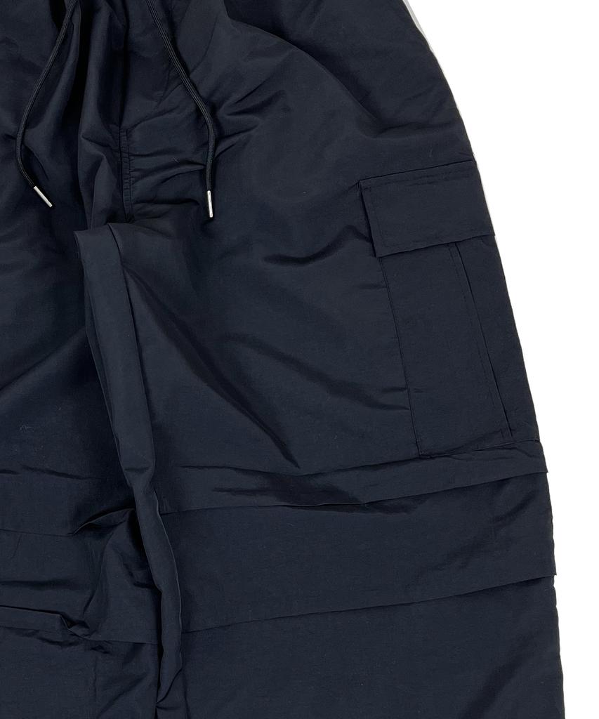 SK8ER ROCK Knee Tuck Cargo Nylon Wide Pants Black