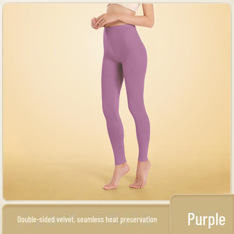 Pantalon thermique slim sans coutures pour femme – Sous-vêtement en velours et coton pour l'automne et l'hiver
