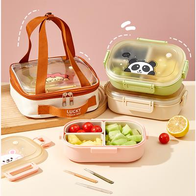 WORTHBUY Abnehmbare unterteilte Kunststoff-Lunchbox für Kinder, Schüler, Mikrowellen-geeignet, tragbar, niedlich, auslaufsicher, Fruchtsalat-Lunchbehälter