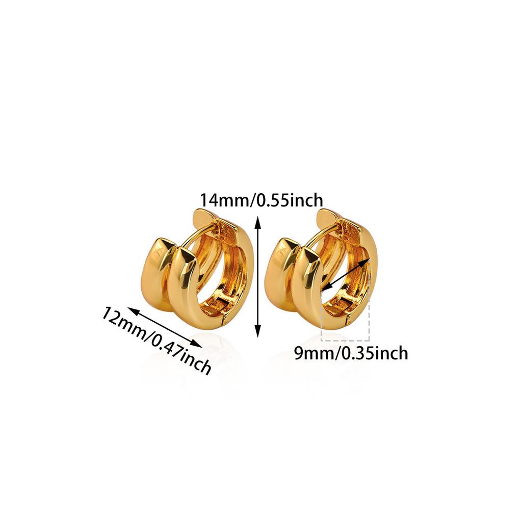 Classic Double Hoop Earrings for Women Chunky Stainless Steel Gold Earring Trend New in Minimalist Pendientes Jewelry