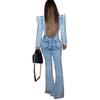 Damen Übergröße Slim Fit Denim Waschung Casual Jumpsuit