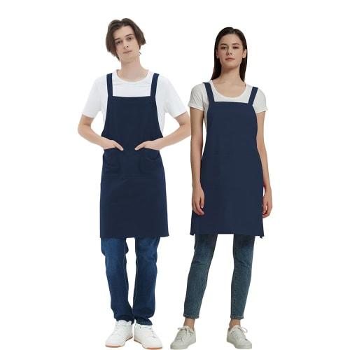 H-shaped apron, neck strap, simple, men's and women's cafe apron, solid color, stylish, large pockets, stain-resistant, wrinkle-resistant, unisex, no