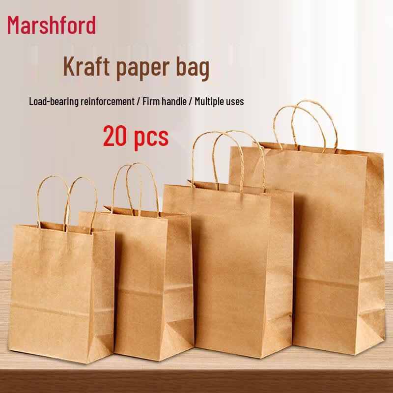 MaShiFu Kraft Paper Carry Bags for Takeout, Gifts & Shopping 20 bags