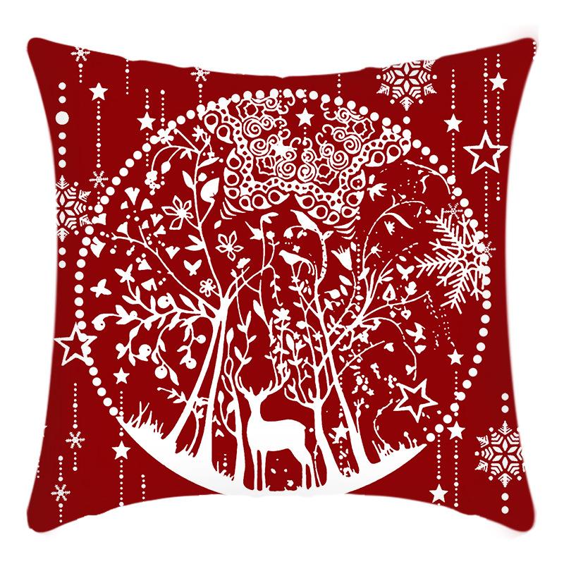 New Christmas Snowman Castle Santa Line Print Pillow Home Sofa Cushion Cover