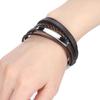 20.5cm Men MultiLayer Bracelet Woven Bracelet Hand Wristband with Magnetic Buckle(Black )