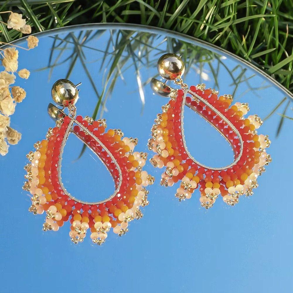 Bohemia Crystal Beaded Earrings Crystal Pendant Earrings  Summer Party Jewelry Accessories
