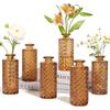 6pcs Coloful Vintage Vase Glass Relief Vase Hydroponic Flower Glass Vase Home Table Flower Decor Wedding Party Decorations
