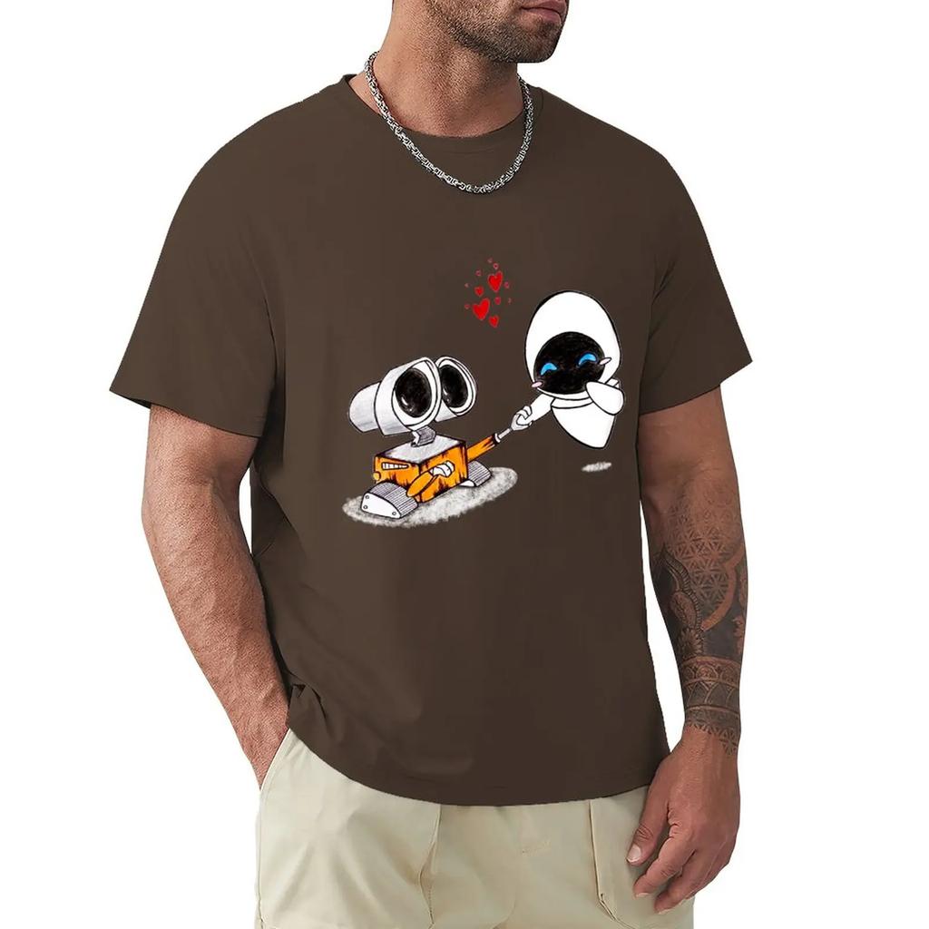 Walle Eve Pencilcolor Drawing TShirt Kawaii Clothes Vintage Clothes Mens T Shirts Casual Stylish