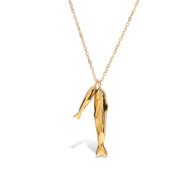 Youthway Lucky Fish Metal Pendant Necklace Stainless Steel Waterproof Jewelry Exquisite Waterproof Necklace Accessories Gift