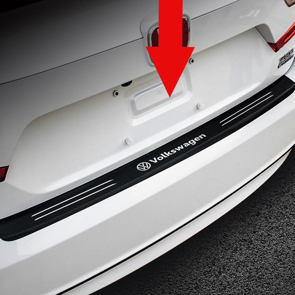 SVLHP1 Car Carbon Fiber Rear Bumper Trunk Protection Stickers for Volkswagen VW GOLF MK6 Polo id6 Tiguan CC PASSAT GTI R Line Scirocco