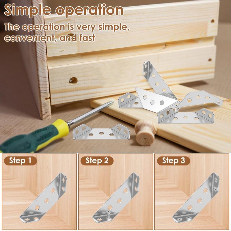 Eckverbinder aus Edelstahl, universeller Möbeleckverbinder, robuste Winkelregalhalterungen für Holzmöbel