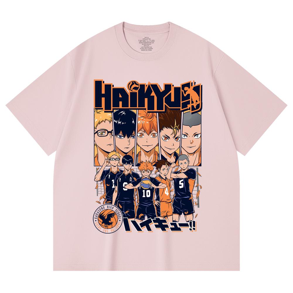 T-shirt Unisex Cotone Pesante 230 Gsm 100% Cotone Haikyu V7 Karasuno High Stampa