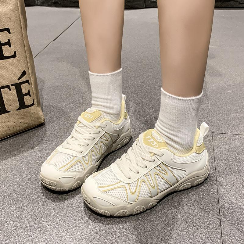 Korean version of high-end soft-soled small casual shoes 2025 summer new versatile fashion shit-stepping mesh women's shoes