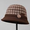Autumn and Winter New Plaid Bucket Hat Women's Warm Elegant Temperament Basin Hat Versatile Face Small Wool Mother Hat