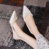 High heels women's new pointed stilettos pearl satin light mouth single shoes women