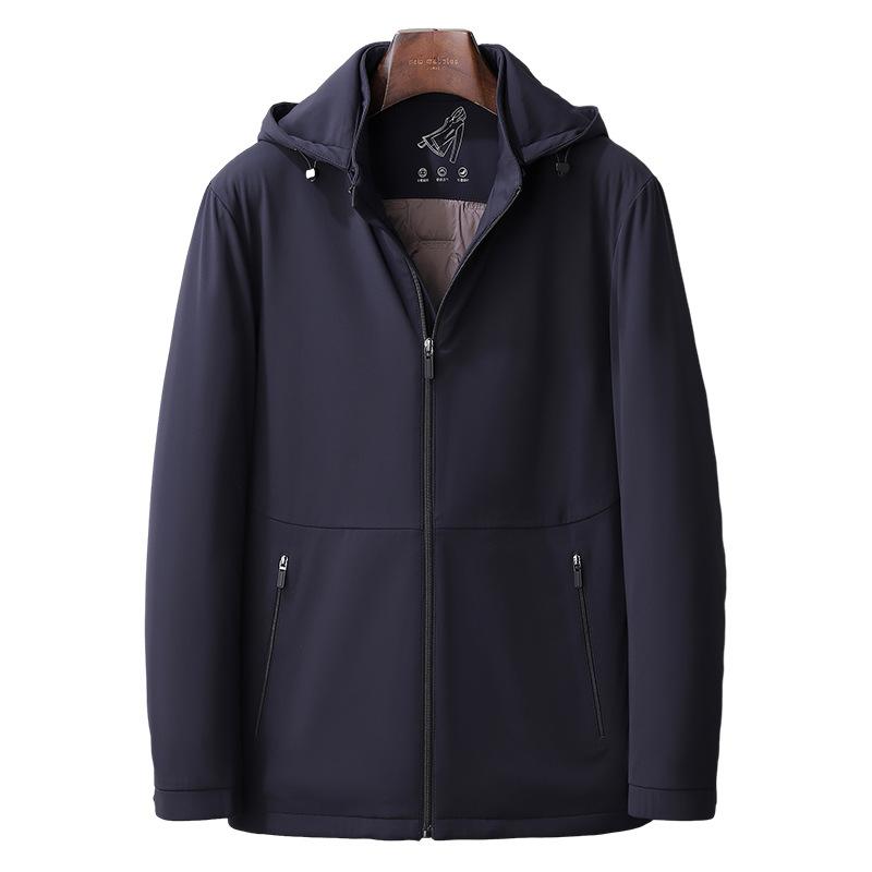 Removable Hat Warm Cotton Jacket for Middle-aged and Elderly People, Men's Winter Fit Top, Casual and Fashionable Jacket