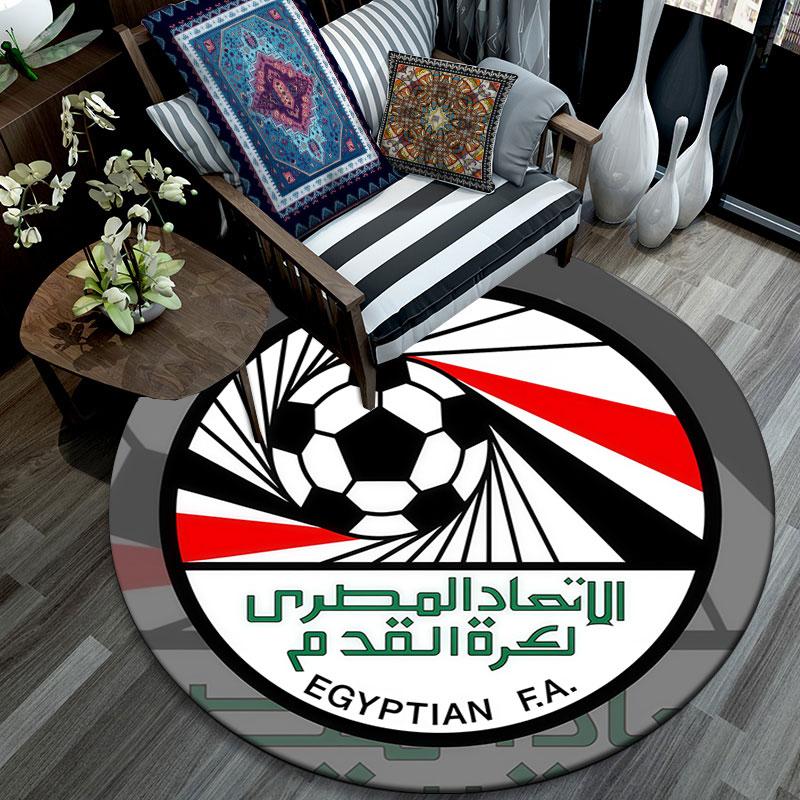 Egypt national football logo Round Rug, Non Slip Washable Circular Carpet For Living Room Bedroom Playroom, Sports Fan Decor, Holiday Birthday Gift