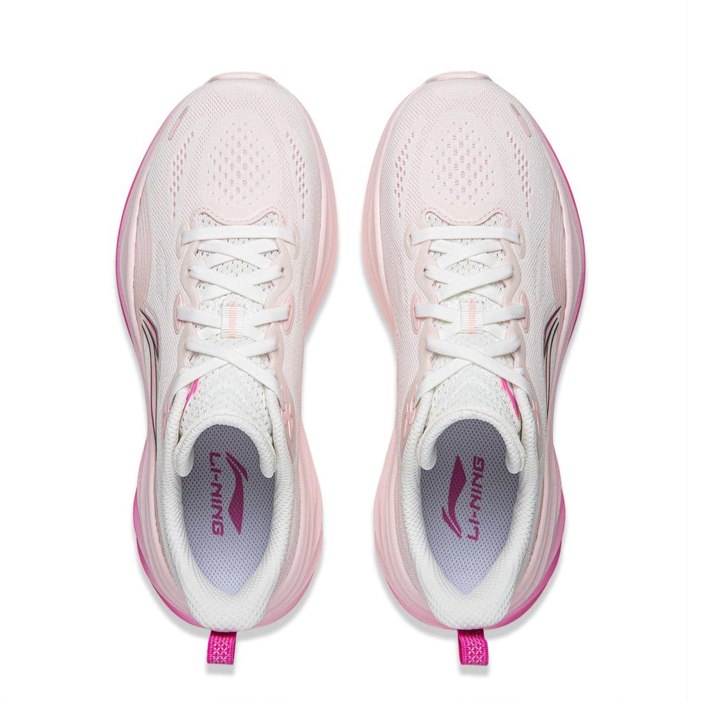 Li Ning Leisurely 2 Cushioning Slip Resistant Abrasion Resistant Breathable Low top Running Shoes Women's White Pink ARSW040-4