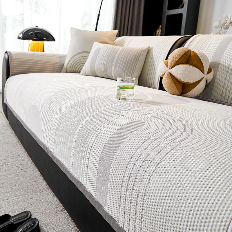 

Summer light luxury premium sofa cushion 2025 new cool ice silk cover fixed non-slip straight row sofa cover 70*70cm