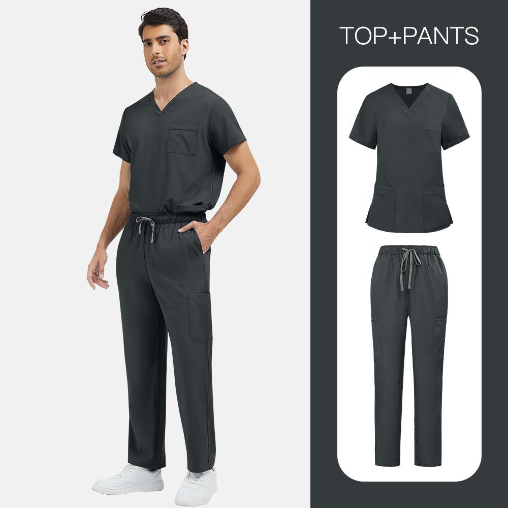 Unisex Quick-drying V-neck Scrub Suit for Nurses