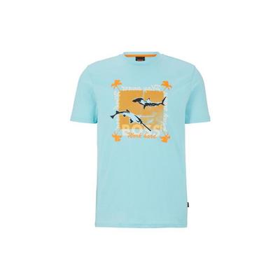 T-Shirts Men's Sky Blue Crew Neck Moderate Straight Fit 50491716-461