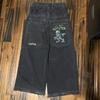 Jeans da uomo Y2K Hip Hop Vestibilità Larga Gamba Dritta Denim Con Stampa Ricamata - Cotone Lavato Blu Nero