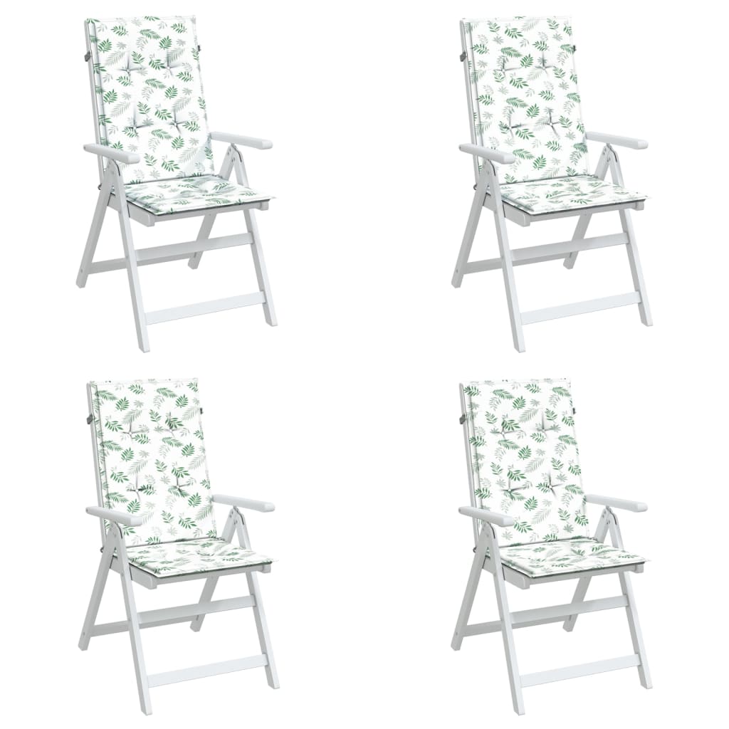 High Back Cushions (4 Pcs) Leaf Pattern Fabric