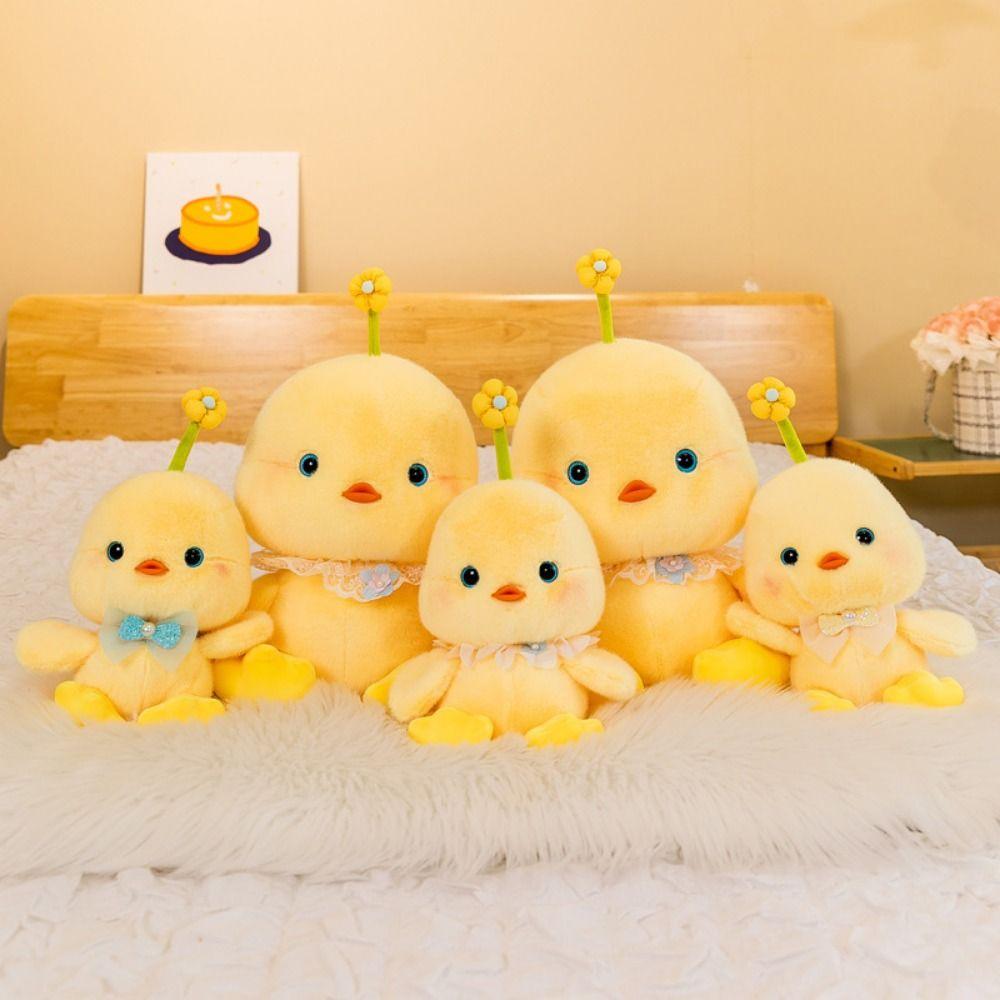 Flower Chicken Plush Toy Hairy Yellow Duck Plush Doll Girls Hug Pillow Duck Plush Toy  Children
