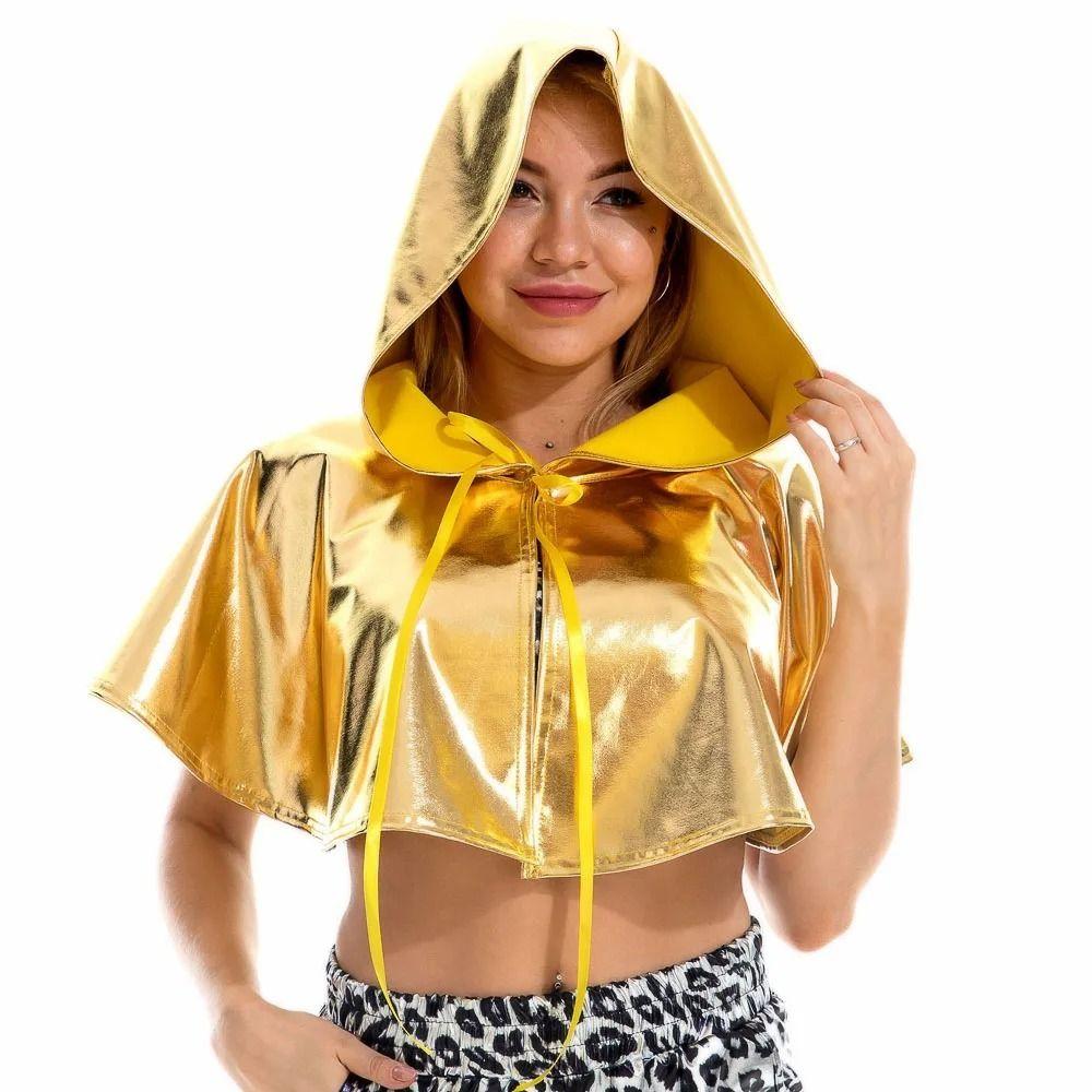 Holographic Halloween Costume Cosplay Props Hoodie Laser Metallic Cape Halloween Death Cloak Kids