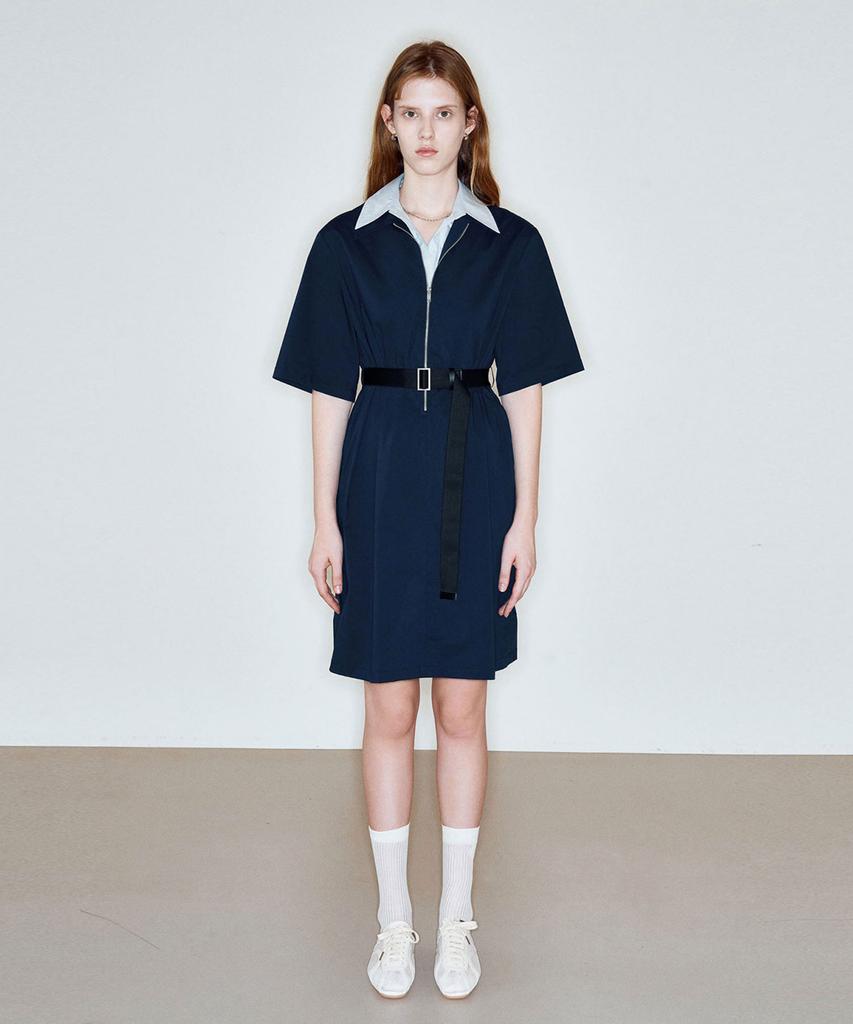 Ssikeoseun Detachable Shirts Collar Dress_Navy