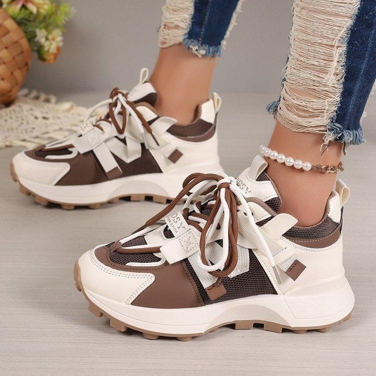 Dad shoes sneakers women's spring and autumn models European and American popular college style thick-soled round head breathable soft-soled running