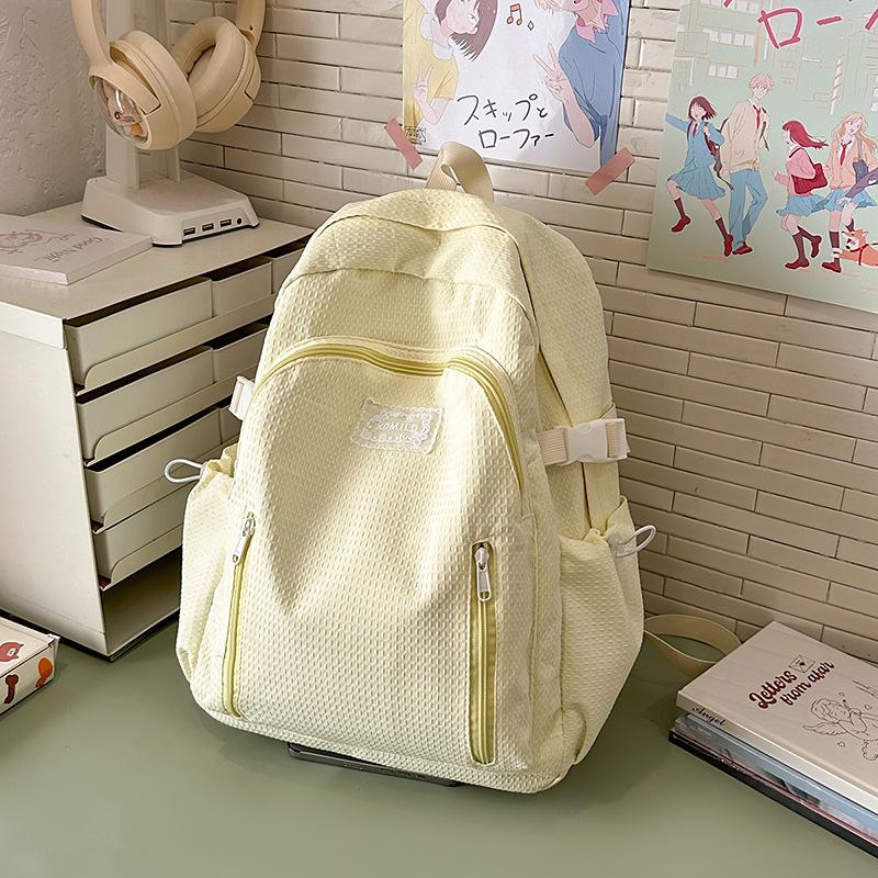 Summer New Water Canvas Bag Literary Japanese Female Lazy Wind Small Backpack Simple Solid Color Female Backpack