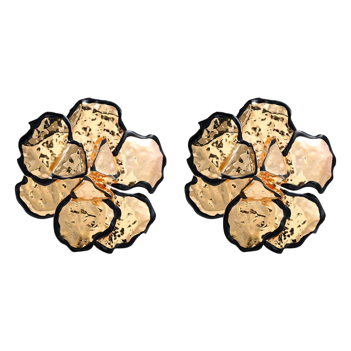 

Трендовые серьги-цветы с черным контуром для женщин – Преувеличенный европейский и американский стиль, дизайн из сплава золотой