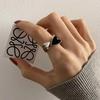 Checkered Ring For Men Retro Hip Hop Dropping Glue Copper Color Open Finger Ring Punk Student Jewelry Accessories Gifts
