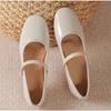 Fashion Spring New Round Toe Women Mary Jane Flat Shoes Shallow Ladies Casual Ballet Shoes Soft Sole Eelgant Leather Shoes Zapatos Mujer