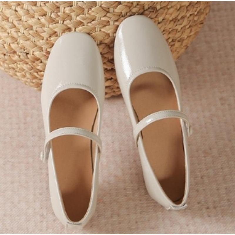 Fashion Spring New Round Toe Women Mary Jane Flat Shoes Shallow Ladies Casual Ballet Shoes Soft Sole Eelgant Leather Shoes Zapatos Mujer