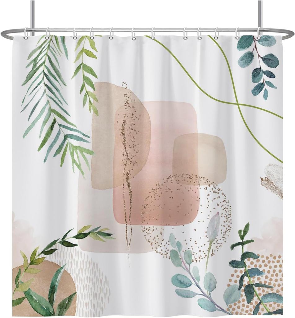 Black Grey Plant Leaves Shower Curtain Medieval Modern Abstract Bathroom Decorative Shower Curtain With Hooks 180X180Cm