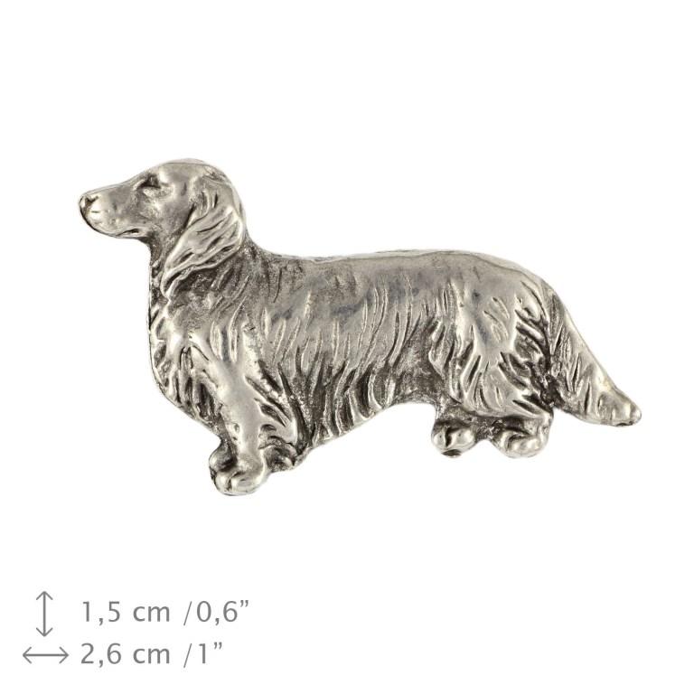Dachshund III  - Silver-plated Dog Brooch, Elegant Pin, Jacket Lapel Decoration by Art-Dog Brand