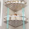 Space Aluminum Bathroom Shelf No Punching Shower Caddy Sheves Kitchen Storage Basket Adhesive Suction Corner Shelves Shower