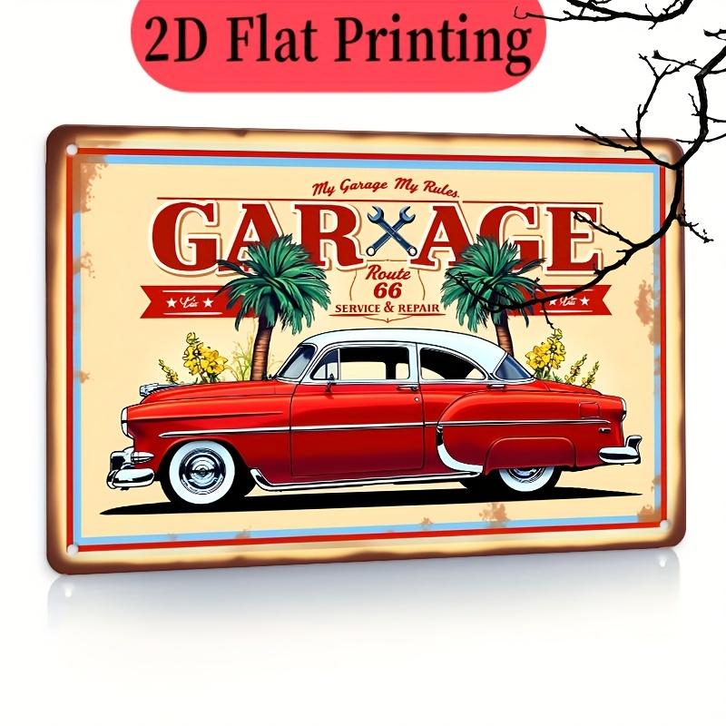 Route Garage Metal Sign Retro Car Repair Station Wall Decor American Road Theme for Bar Cafe Restaurant Garage Stud 20x30cm(7.8x11.8inch)