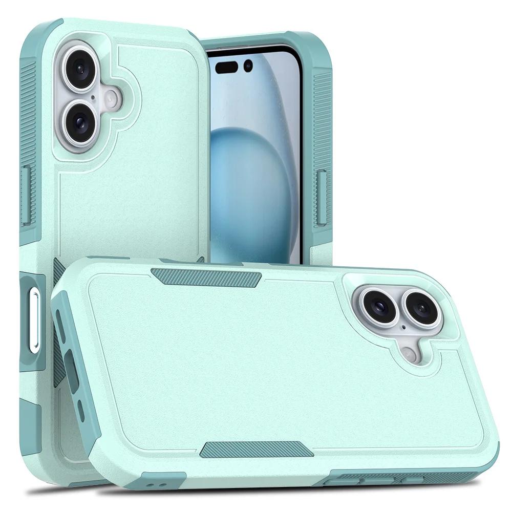 Capa de Celular à Prova de Choque com Proteção de Duas Camadas Para iPhone 16 15 11 12 13 14 Pro Max X S XR Luxuosa Armadura Contrastante Capa Anti-Queda